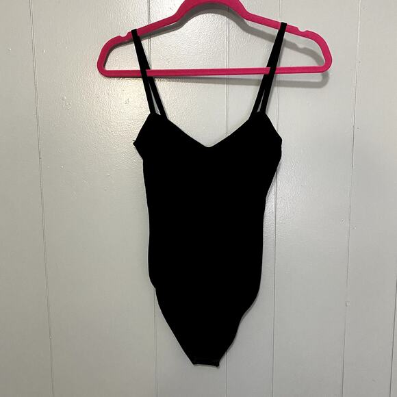 Zara Black Limited Edition Ribbed Sleeveless V-neck Bustier-like Bodysuit S - Picture 2 of 8